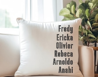 Personalized Family Name Pillow W/Case | Customize with Names Housewarming Pillow Gift |Family Christmas | Gifts for Mom
