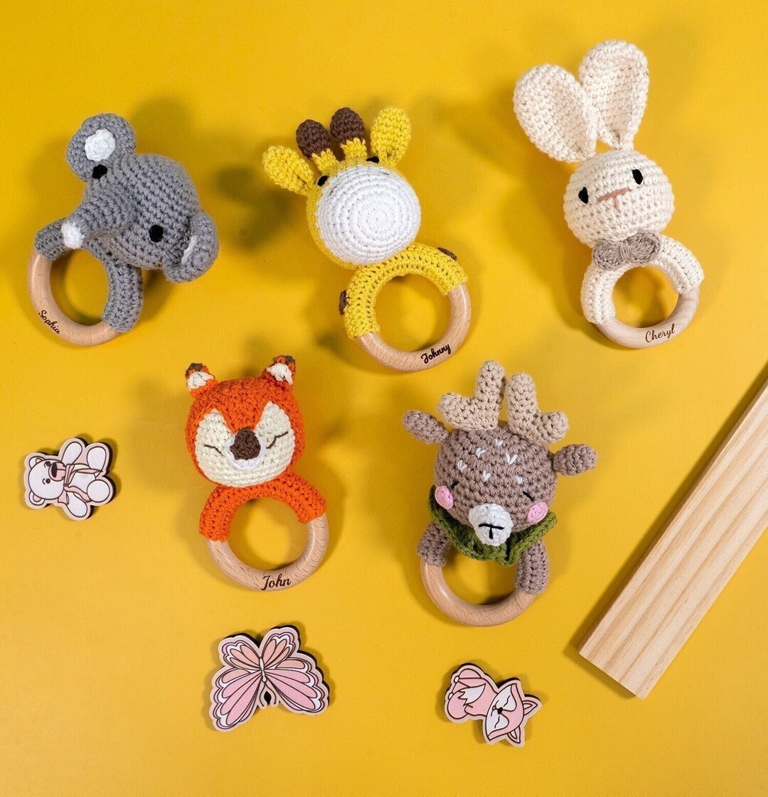 Personalized Baby Rattlecustom Animal Crochet Rattle Toynew - Etsy
