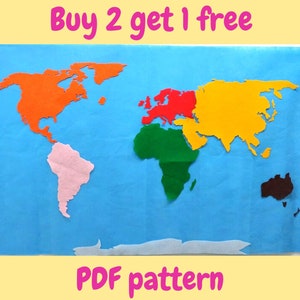 Filz Weltkarte Pdf / Anleitung für Kontinente der Welt / DIY Filzbrett / DIY Filzbrett / Anleitung für Montessori Material