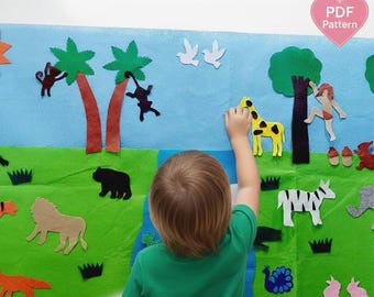 Pattern for zoo Animals // PDF pattern only // instant download // DIY a felt montessori activity board // DIY a large quiet book