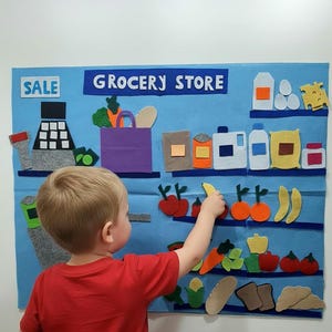 Patroon voor viltbord supermarkt // DIY viltboodschappen // patroon voor vilt groenten en fruit // DIY montessori handwerk