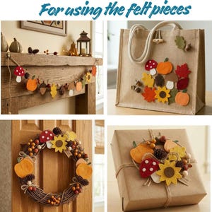 Fall Felt decorative cutouts Pattern PDF | No Sew Autumn Garland Decor Template | DIY Pumpkin Acorn Mushroom Wreath Printable Felt Craft