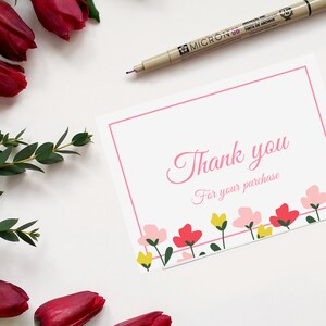 花柄の印刷可能なサンキューカード // 即時ダウンロード // 名刺 // グリーティングカード // 自宅で印刷 // PDF ファイル // A4 サイズシート