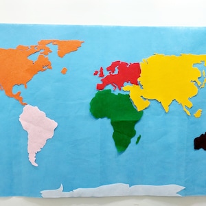 Montessori Filz Weltkarte / Weltkarte / Kontinente und Inseln / Landkarte der Welt / Kontinente und Inseln / Landkarte der Erde / Landkarte der Welt / Landkarte der Erde