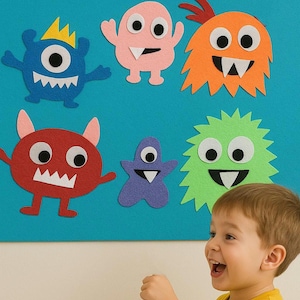Monster Montessori Filzarbeit für Kinder / großes ruhiges Buch / maßgeschneidertes Geschenk / Monster-Ankleidewand / Filzbrett nicht inkl