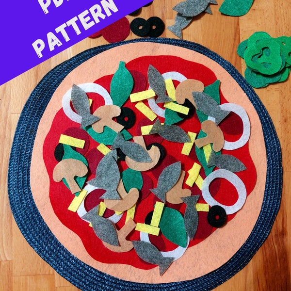 Pattern for felt pizza counting activity // felt food // montessori activity // instant download // gift for kids // preschool activity