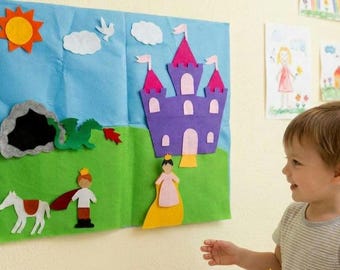 Pattern for princess story felt board // DIY a felt board //DIY a busy board // large quiet book // instant download // gift for kids //
