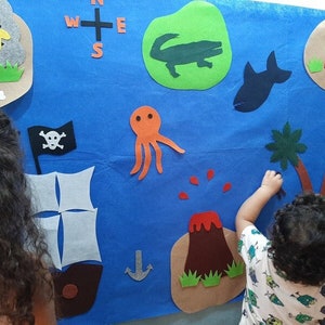 Mönster för filttavla med piratäventyr, endast PDF-mönster // DIY Montessori filtväggaktivitet // DIY Busy Board // direktnedladdning //