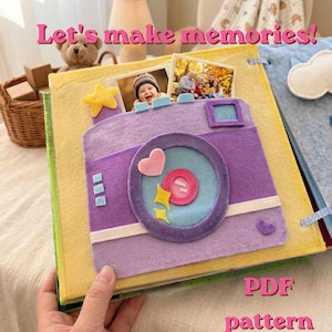 DIY Felt Camera Quiet Book Pattern | Photo Frame Busy Book Page PDF | Hand-Drawn Craft Template for Kids | Interactive Toddler Activity