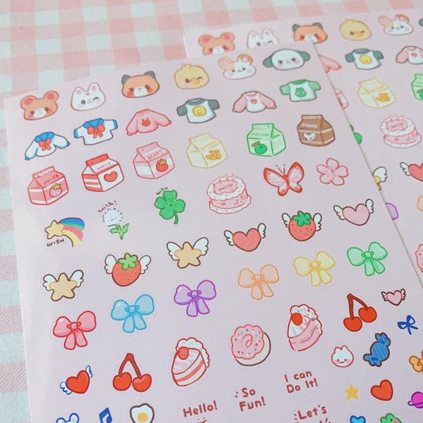 Cute Friends 100+ Mini Deco Sticker Collection Heart Stickers Journal Diary Decorating Scrapbook Rainbow Spread