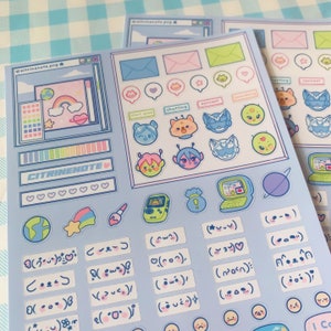 100+ Mini Deco Sticker Collection Webcore Stickers Journal Diary Decorating Scrapbook Cute Blue Mecha Kawaii