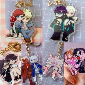 Restocked! Chibi Commission OC Friends Couples and Fandom Keychain Gift Pet Anime Acrylic Personalized