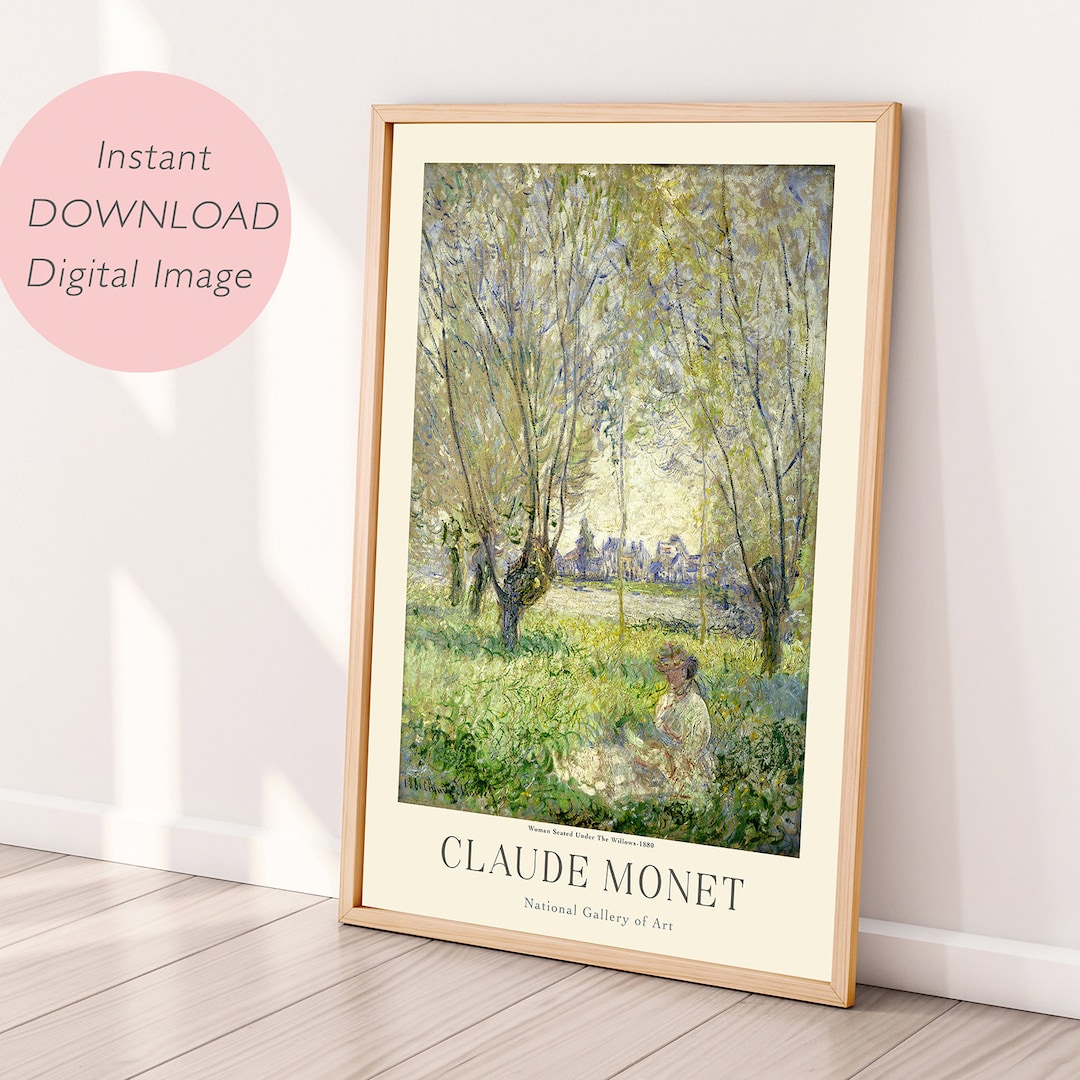 Digital Print, Claude Monet Art, Printable Wall Art, Woman Seated Under ...