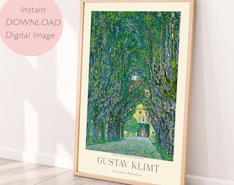 Digital print, Gustav Klimt art, Printable wall art, Avenue to Schloss Kammer by Gustav Klimt, Digital poster, Instant download image