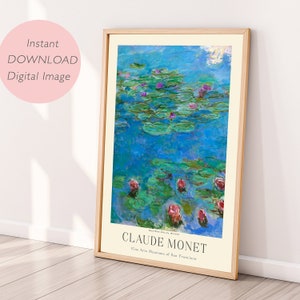 Digital print, Claude Monet art, Printable art, Water lilies by Claude Monet, Digital posters, Instant download digital image
