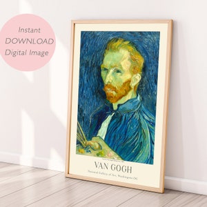 Digital print, Van Gogh art, Printable wall art, Vincent Van Gogh Self portrait by Van Gogh, Digital poster, Instant download digital image