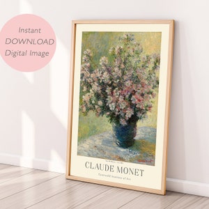 Impresión digital, arte de Claude Monet, arte de pared imprimible para mamá, jarrón de flores de Claude Monet, póster digital, imagen digital de descarga instantánea