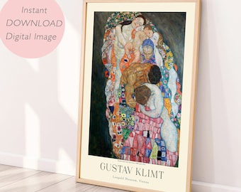 Digital print, Gustav Klimt art, Printable wall art, Death and Life by Gustav Klimt, Digital poster, Instant download image
