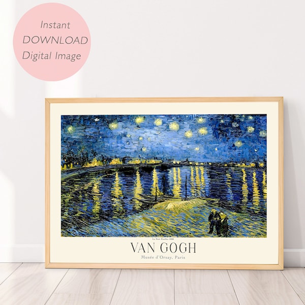 Digital print, Van Gogh art, Printable wall art, La Nuit Etoilee by Van Gogh, Digital poster, Instant download digital image