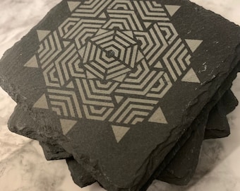 Handcrafted Natural Stone Coaster Set: Elegant Home Decor