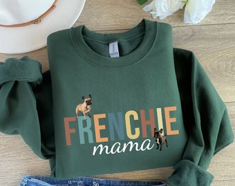 Frenchie Mama Shirt, Retro Französische Bulldogge Sweatshirt, Frenchie Pullover, Frenchie Liebhaber Shirt, Hund Mutter Geschenk, Französische Bulldogge Rundhalsausschnitt,