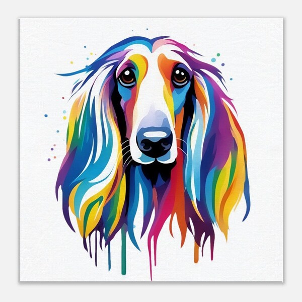 Afghan Hound Canvas. Vibrant Colorful Afghan Hound Wall Art. Ideal Gift for a Afghan Hound Mom or Afghan Hound Dad!