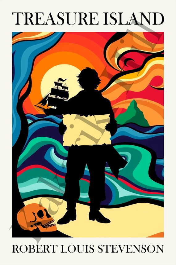 Treasure Island Matte Poster: Matisse Inspired Book Cover Design