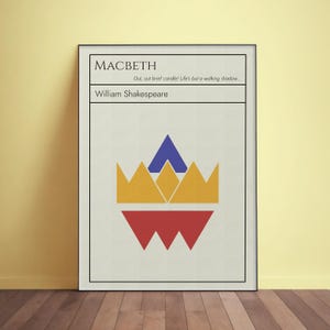 Arte murale Macbeth. Poster o tela con citazione di Shakespeare, minimalista e astratta. Regalo di letteratura classica. Decorazione per biblioteca di casa.