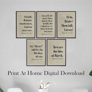Pósteres con citas de Julio César: Colección de láminas de Shakespeare (descarga digital)