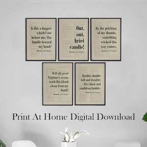 Macbeth quote posterset: Shakespeare printables (digitale download, pdf/png-collectie)