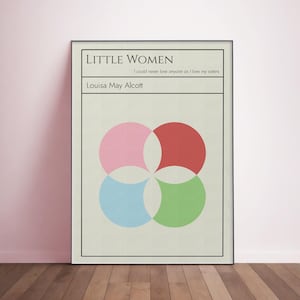 Little Women Louisa May Alcott Poster \ Mounted Canvas. Abstract Minimalist Design. Classic Literature. Literary Quote Art. Bookish Gift
