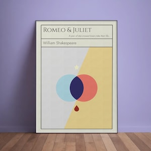 Poster Premium di Romeo e Giulietta \ Stampa su tela. Arte murale minimalista di William Shakespeare. Citazione di Romeo e Giulietta. Decorazione geometrica per la casa.