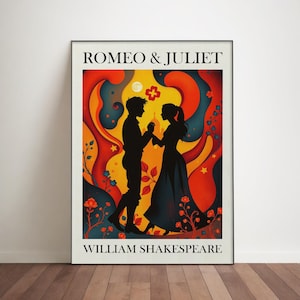 Romeo and Juliet Poster. Shakespeare Art Print. Matisse Inspired Premium Matte Poster. Bibliophile William Shakespeare Gift Home Library Art