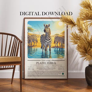 Plains Zebra Poster Digital Download: Educational Wildlife Infographic