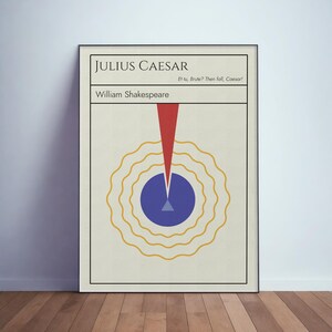 Plakat Shakespeare Julius Caesar, płótno na ramie. Abstrakcyjny minimalistyczny design. Klasyczny prezent literacki. Cytat Shakespeare'a Strona główna Biblioteka Sztuka