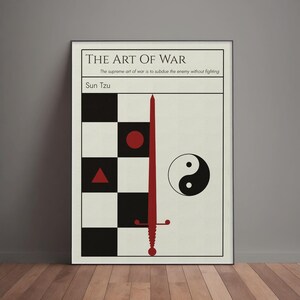 The Art of War Premium Wandkunst | Sun Tzu Abstraktes minimalistisches Design-Poster oder aufgezogene Leinwand, klassisches Literatur Geschenk, literarisches Zitat Kunst