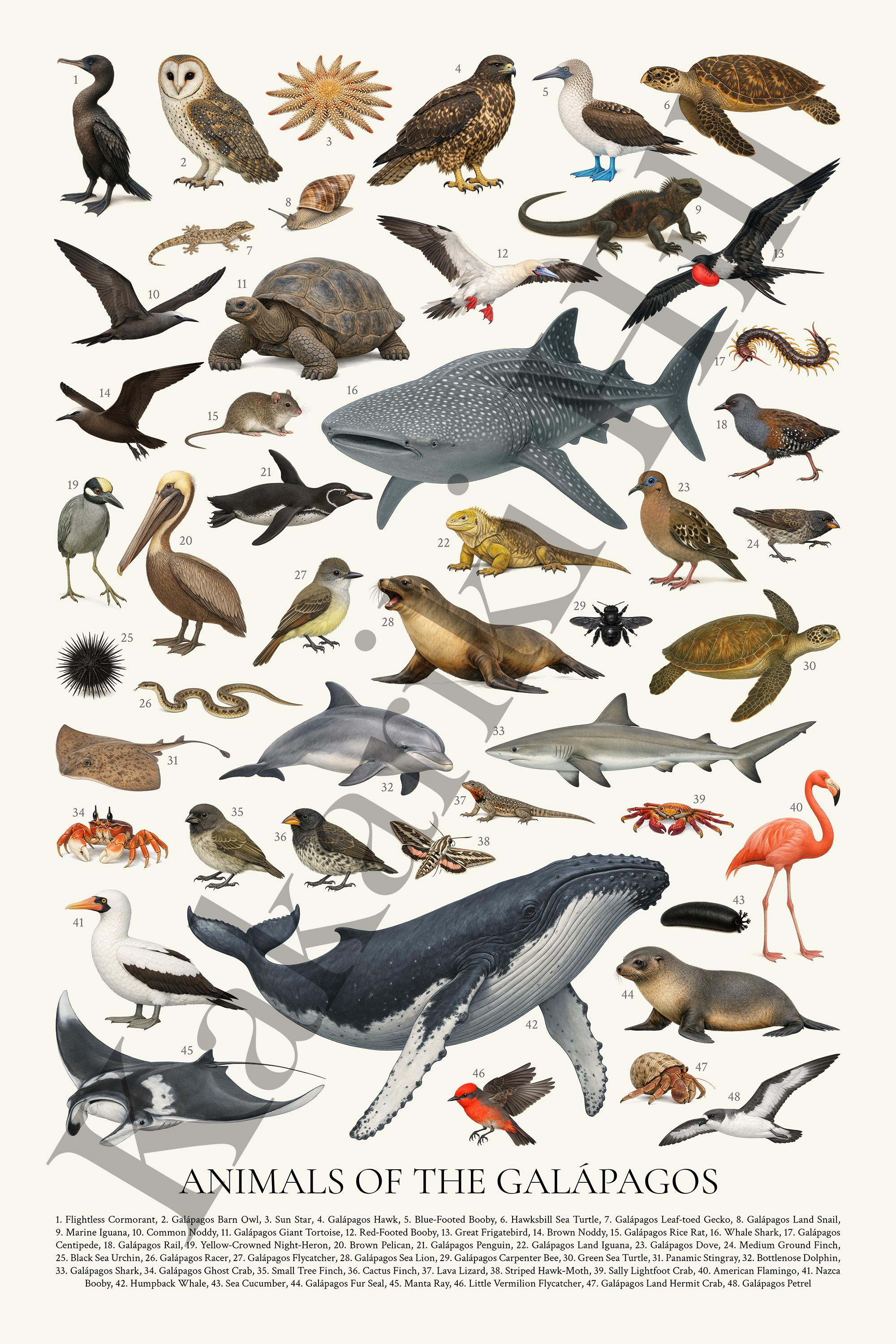 ガラパゴス諸島の動物たち：レトロな動物イラスト集 - Etsy 日本