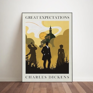 Great Expectations Poster. Premium Charles Dickens Matte Print. Bibliophile Gift Home Library Art. Classic Literature Book Cover Artwork
