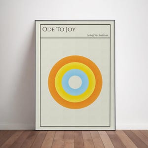 Poster o tela premium "Inno alla Gioia". Design minimalista astratto di Ludwig van Beethoven. Opera d'arte regalo di musica classica. Decorazione per la sala musica.