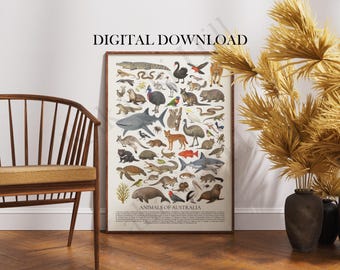 Animals of Northern Africa Poster Digital Download: Retro