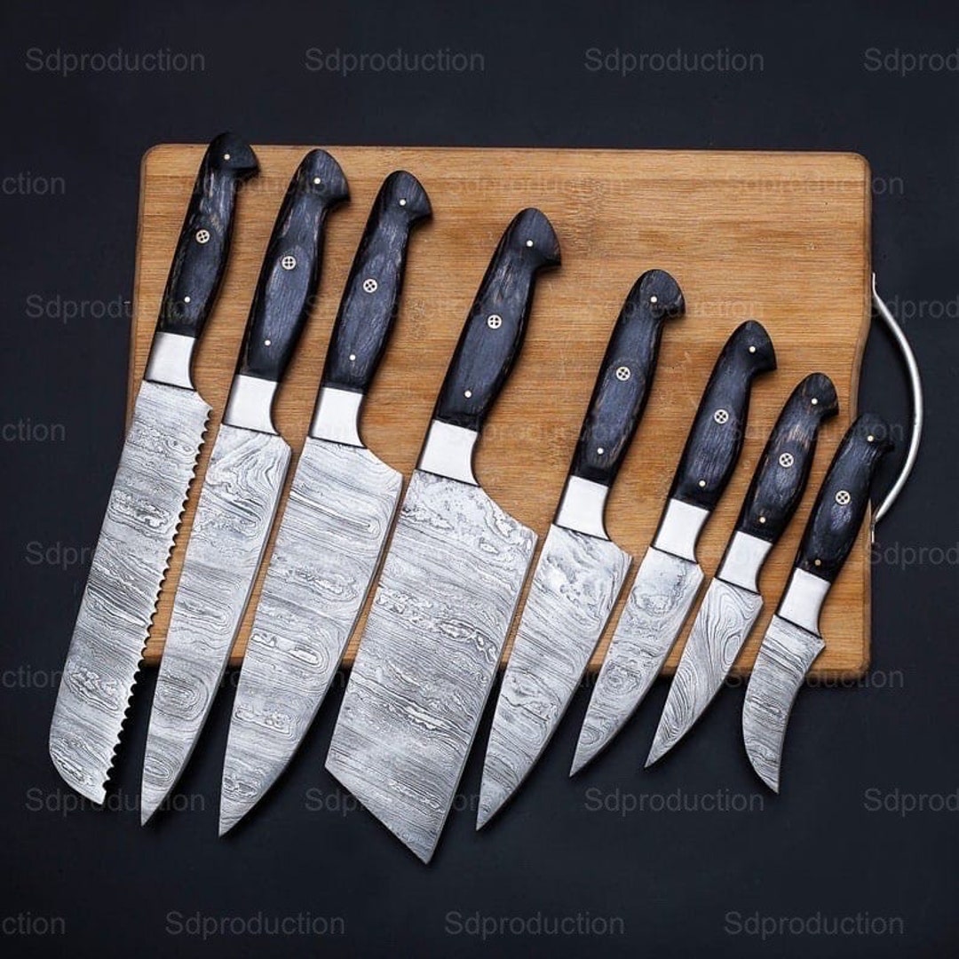 Hand Damascus Chef's Knife Set of 5 BBQ Knife Kitchen Knife Gift for Her Valentines Gift