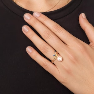 Minimalist Gold White Pink Orange Pearl Ring • Adjustable Ring • Elegant Stacking Ring • Gift for Her, Mom, Girlfriend, Bridal