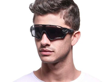 Polarized Black Sports Sunglasses with Case for Men Women Cycling Running Fishing Golf Driving Baseball Trendy Glasses One Size