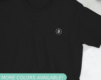 Bitcoin Embroidered T-Shirt, Cryptocurrency Embroidered Tee, Crypto Shirt, Stylish Present, Cute Gift, Christmas Present