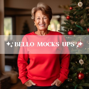 Gildan 18000 Red Sweatshirt Mock Up, Grandma Mock Up, Christmas Apparel Mock-up, Diverse Mock-Ups, Christmas Sweatshirt, Holiday Mock-up