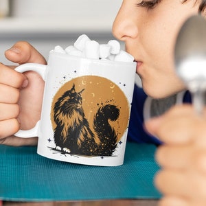 Maine Coons Made of Marshmallows and Magic design on a 11/15/20oz ceramic mug, Affectionate description of MaineCoon breed cup,Feline lover