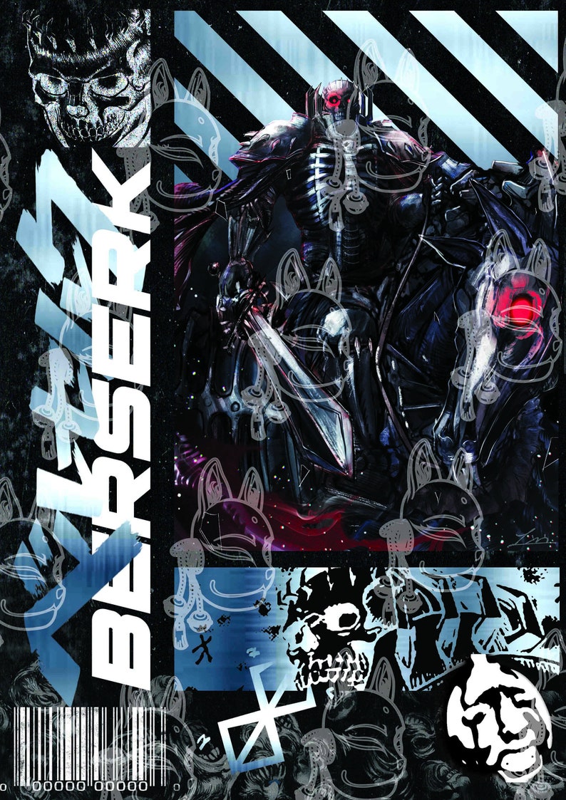 7 Berserk Anime Character T-Shirt Design Collection, Bundle anime sublimation design JPG, PDF image 3