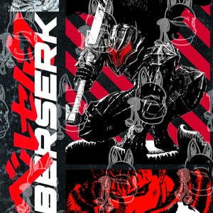 7 Berserk Anime Character T-Shirt Design Collection, Bundle anime sublimation design JPG, PDF image 2