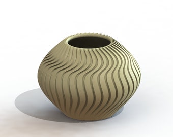 Minimalist Wave Styled Vase | Vase STL File for 3D Printing