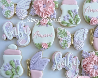 Butterfly floral Baby Shower Cookies